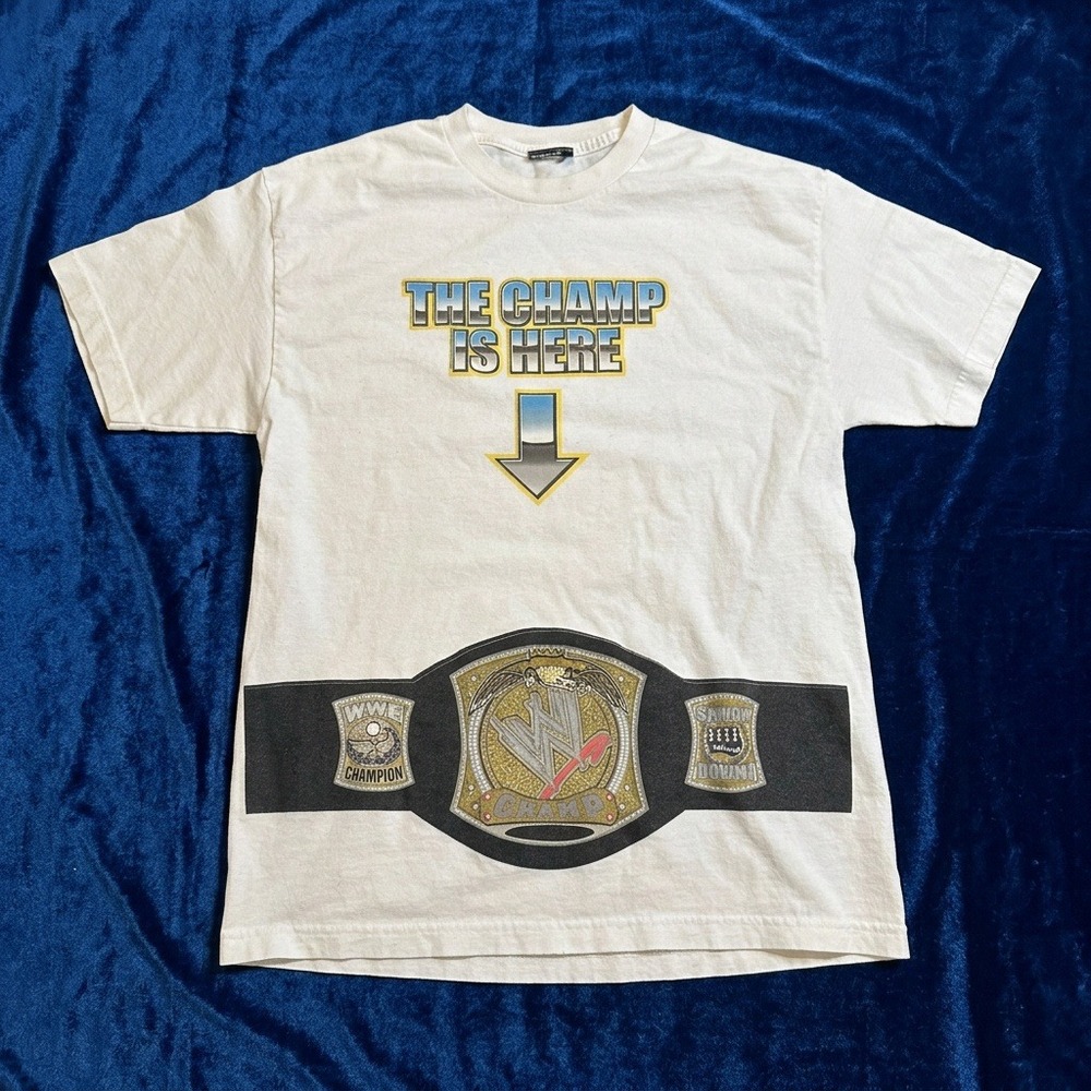Vintage Y2K WWE John Cena The Champ Is Here T-Shirt Chain Gang Soldier Wrestling